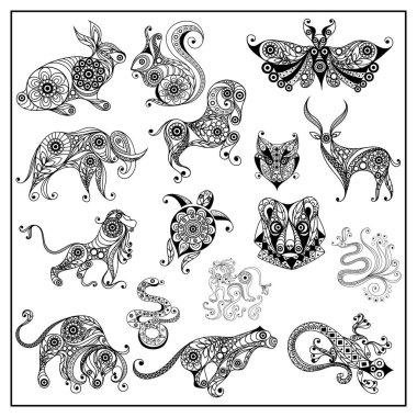 Vahşi animals_set 4 grafik resmini