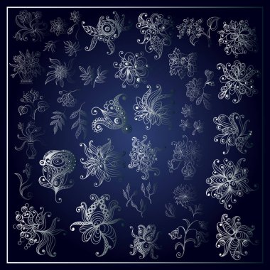 Çiçek elements_set 2 ile grafik illüstrasyon