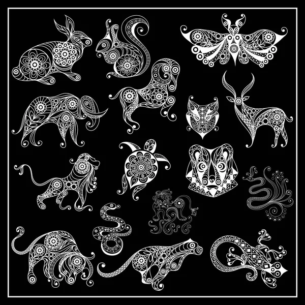 Ilustración gráfica de animales salvajes _ set 3 — Vector de stock