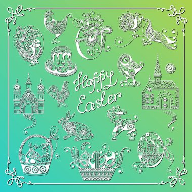 Paskalya symbols_set 2 ile grafik illüstrasyon