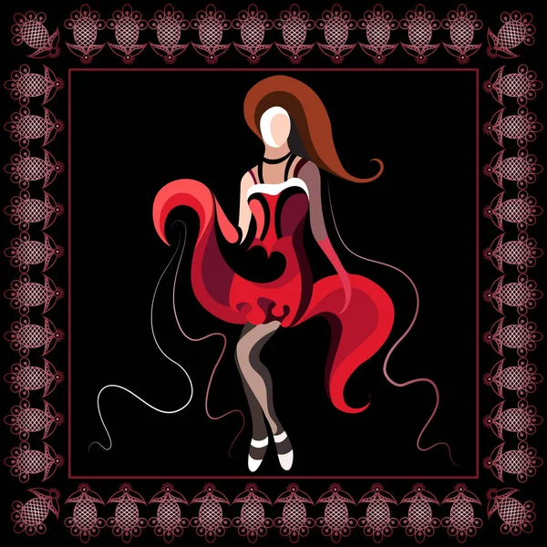 Grafische illustratie met de cabaret-danseres 2 — Stockvector