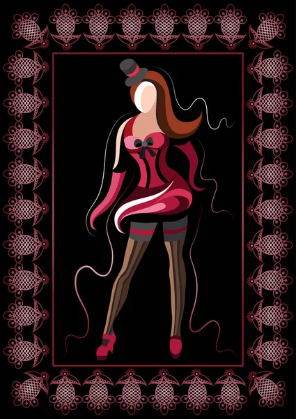 Ilustración gráfica con la bailarina de cabaret 7 — Vector de stock