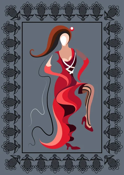 Illustrazione grafica con la ballerina di cabaret 11 — Vettoriale Stock
