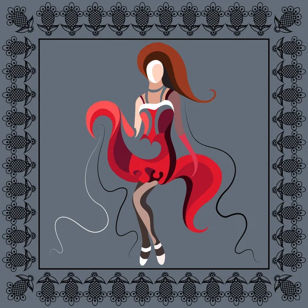 Ilustración gráfica con la bailarina de cabaret 12 — Vector de stock