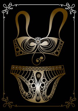 Dantel iç çamaşırı 9 ile grafik illüstrasyon