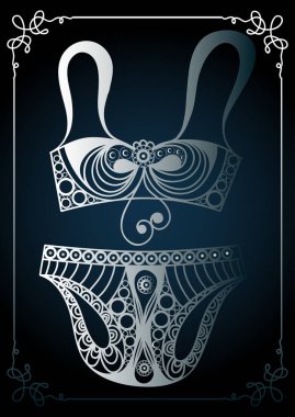 Dantel iç çamaşırı 19 ile grafik illüstrasyon