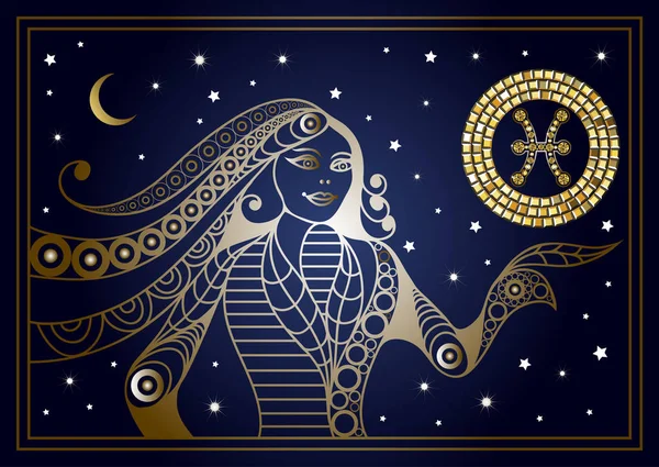 Donna decorativa con il segno dello zodiaco 10 — Vettoriale Stock