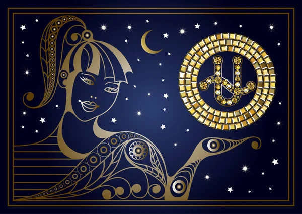 Διακοσμητικά γυναίκα με το σημάδι του zodiac 13 — Διανυσματικό Αρχείο