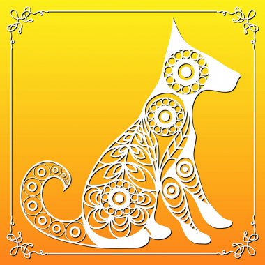 Dekoratif illüstrasyon soyut köpek 2 ile