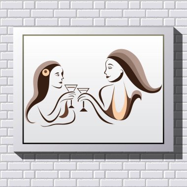 Grafik illüstrasyon kadın dostluk 8 ile