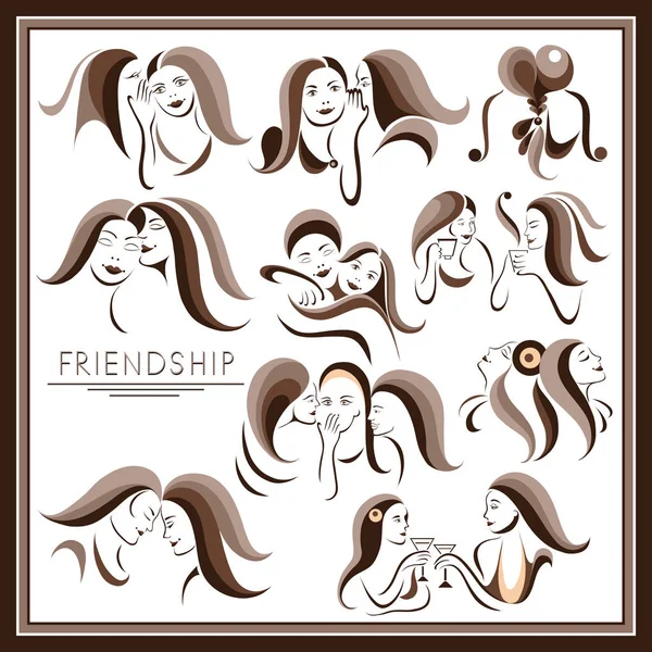 The graphic illustration with women's friendship _set 1 — Stock Vector