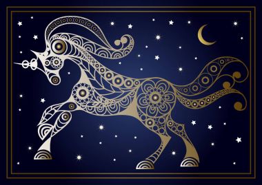 Grafik illüstrasyon soyut unicorn 2 ile