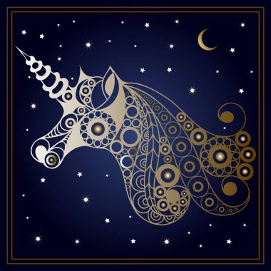 Grafik illüstrasyon soyut unicorn 3 ile