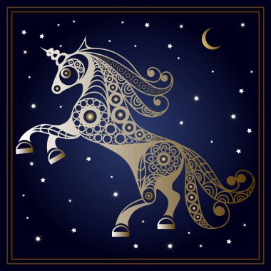 Grafik illüstrasyon soyut tek boynuzlu at 5 ile