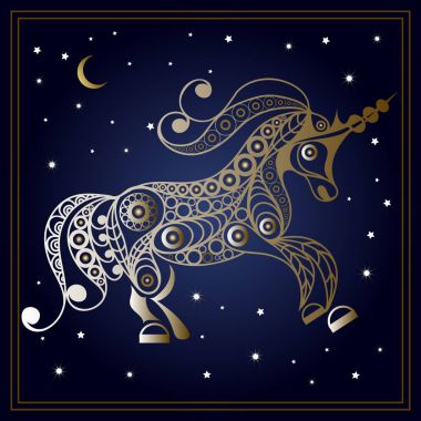 Grafik illüstrasyon soyut tek boynuzlu at 6 ile