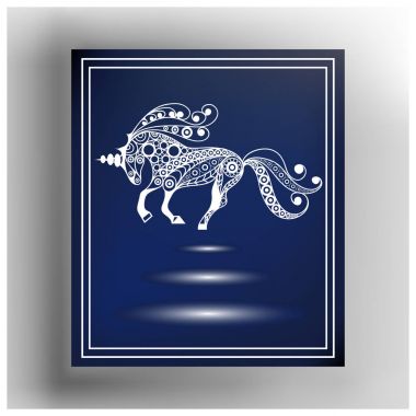 Grafik illüstrasyon soyut tek boynuzlu at 11 ile