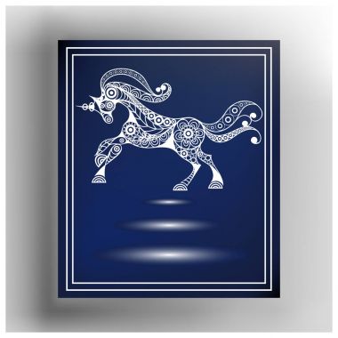 Grafik illüstrasyon soyut tek boynuzlu at 12 ile