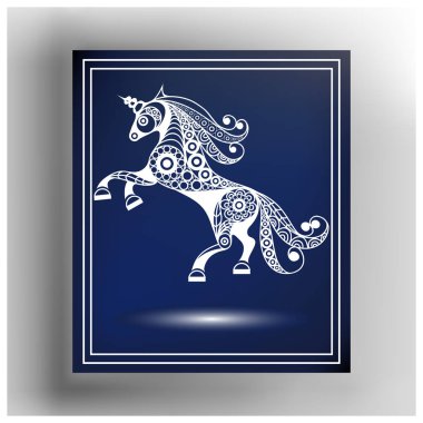 Grafik illüstrasyon soyut tek boynuzlu at 15 ile