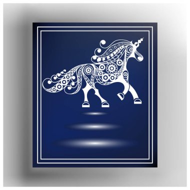 Grafik illüstrasyon soyut tek boynuzlu at 17 ile