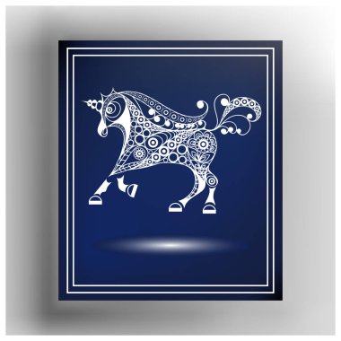 Grafik illüstrasyon soyut tek boynuzlu at 18 ile