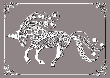 Grafik illüstrasyon soyut tek boynuzlu at 21 ile