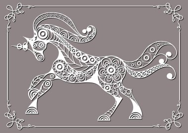 Grafik illüstrasyon soyut tek boynuzlu at 22 ile