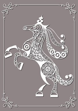 Grafik illüstrasyon soyut 24 tek boynuzlu at ile