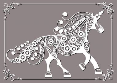 Grafik illüstrasyon soyut unicorn 27 ile