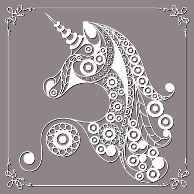 Grafik illüstrasyon soyut 30 tek boynuzlu at ile