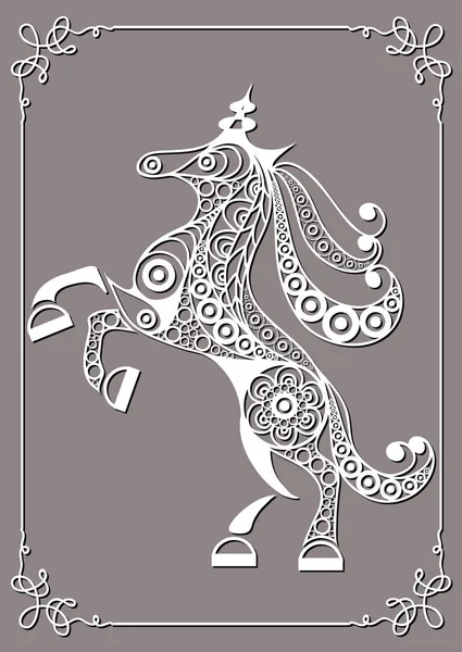 Grafik illüstrasyon soyut 24 tek boynuzlu at ile