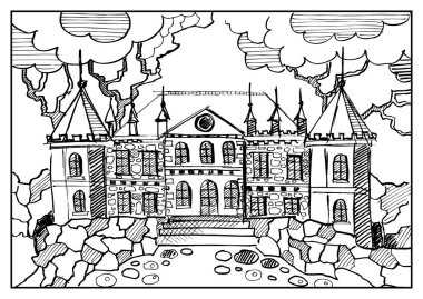 Grafik illüstrasyon soyut castle 1 ile