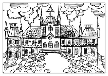 Grafik illüstrasyon soyut kale 4 ile