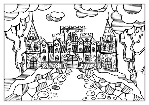 Ilustración gráfica con castillo abstracto 6 — Vector de stock
