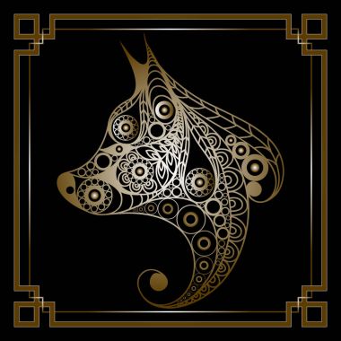 Grafik illüstrasyon ile dekoratif köpek 3