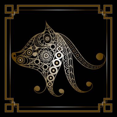 Dekoratif köpek 5 ile grafik illüstrasyon