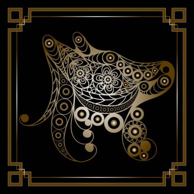 Dekoratif köpek 8 ile grafik illüstrasyon