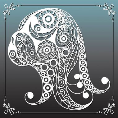 Dekoratif köpek 11 ile grafik illüstrasyon