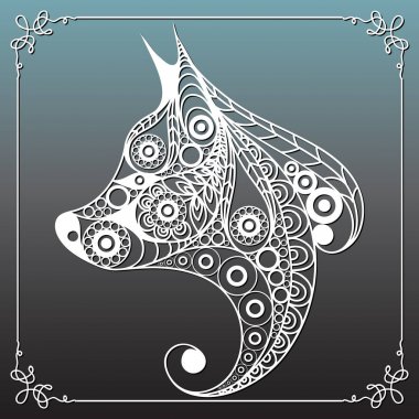 Dekoratif köpek 13 ile grafik illüstrasyon