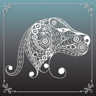 Dekoratif köpek 14 ile grafik illüstrasyon