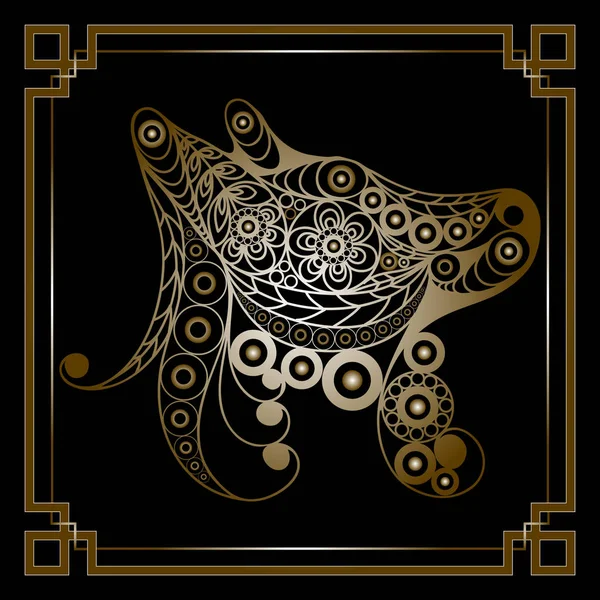 Dekoratif köpek 8 ile grafik illüstrasyon