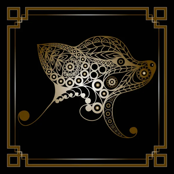 Dekoratif köpek 9 ile grafik illüstrasyon