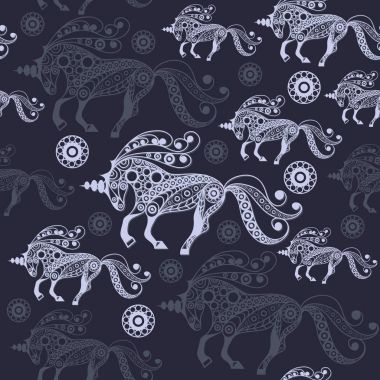 Seamless pattern with decorative unicorn 11 clipart