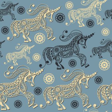 Seamless pattern with decorative unicorn 16 clipart