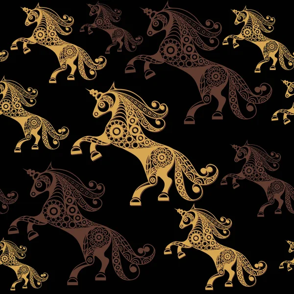 Nahtloses Muster mit dekorativem Einhorn 5 — Stockvektor