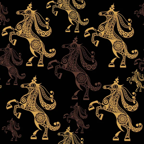 Dekoratif tek boynuzlu at 4 ile Seamless Modeli 