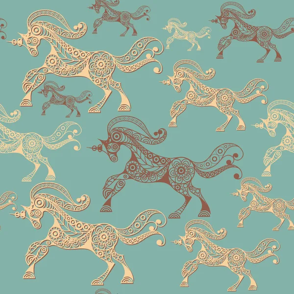 Dekoratif tek boynuzlu at 2 ile Seamless Modeli