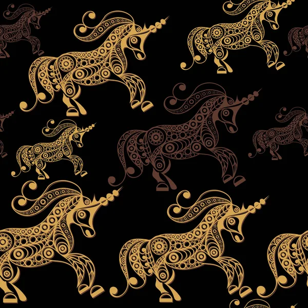 Modello senza cuciture con unicorno decorativo 6 — Vettoriale Stock