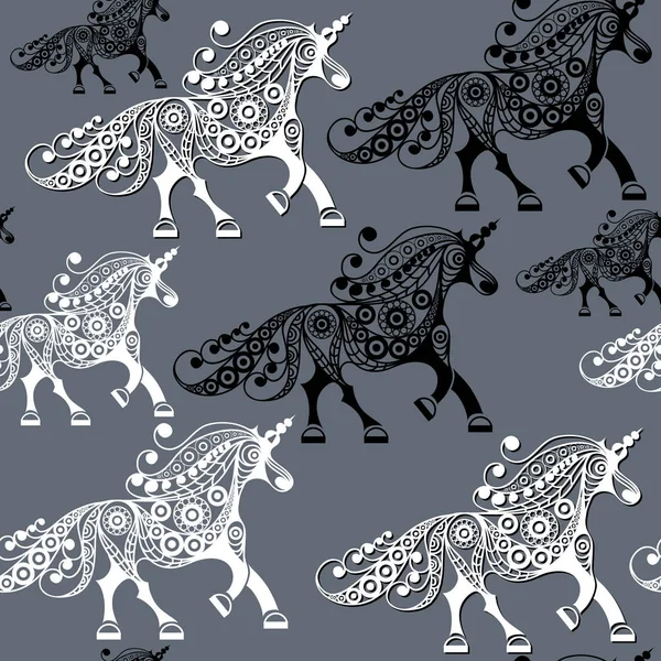 Patrón sin costura con unicornio decorativo 7 — Vector de stock