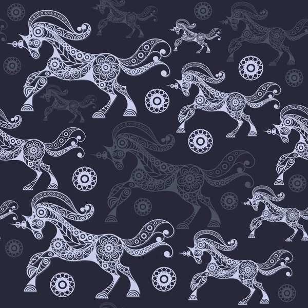 Dekoratif tek boynuzlu at 12 ile Seamless Modeli