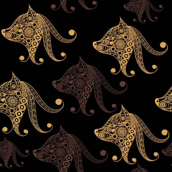 Seamless pattern with the profile of the dog 5